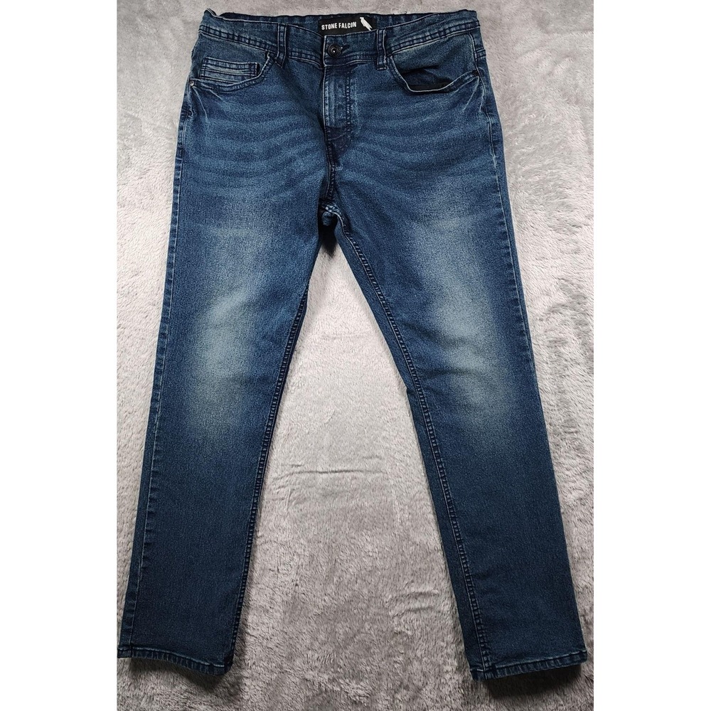 Stone Falcon Jeans Men 34x30 (Fits 32x29 )Blue Medium Wash Slim Tapered Stretch